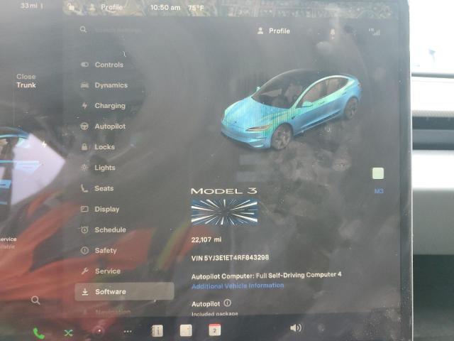 2024 TESLA MODEL 3 5YJ3E1ET4RF843298