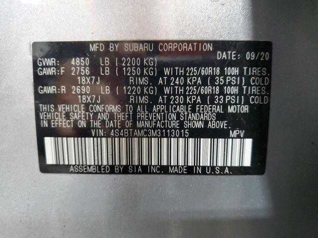 2021 SUBARU OUTBACK LI 4S4BTAMC3M3113015