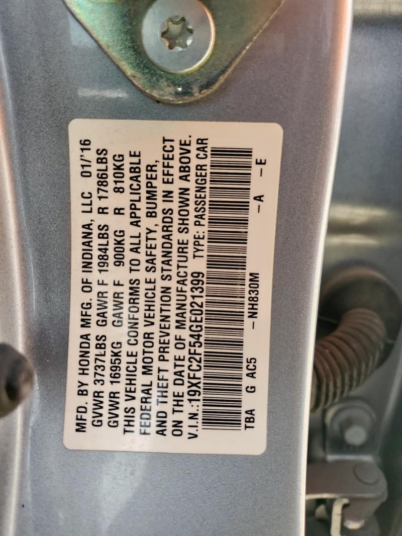 2016 HONDA CIVIC LX 19XFC2F54GE021399