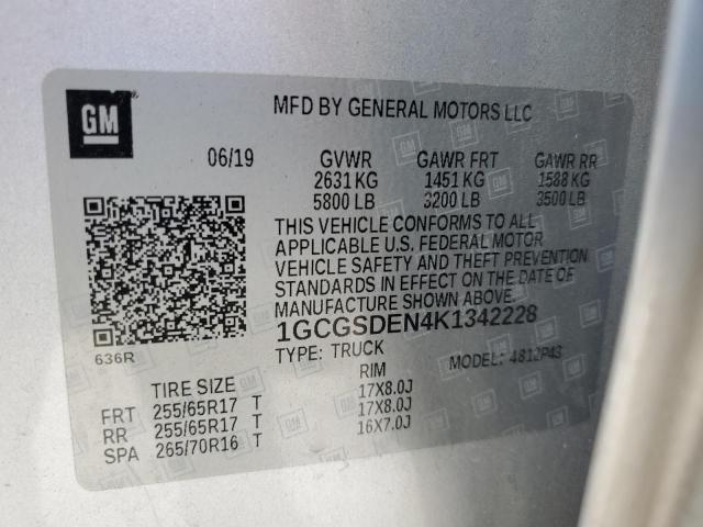 2019 CHEVROLET COLORADO Z 1GCGSDEN4K1342228