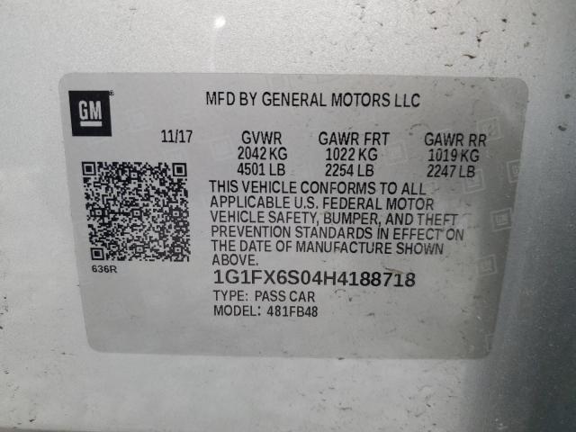 2017 CHEVROLET BOLT EV PR 1G1FX6S04H4188718