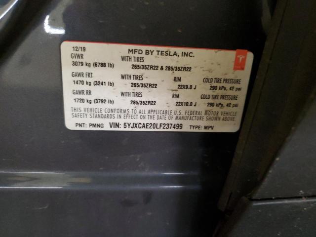 2020 TESLA MODEL X 5YJXCAE20LF237499
