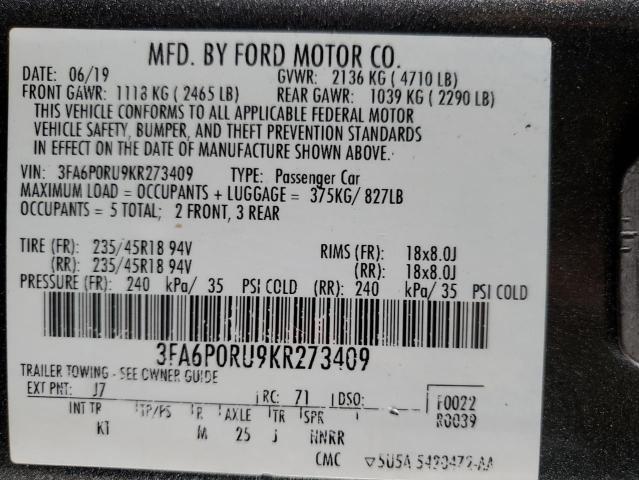 2019 FORD FUSION TIT - 3FA6P0RU9KR273409