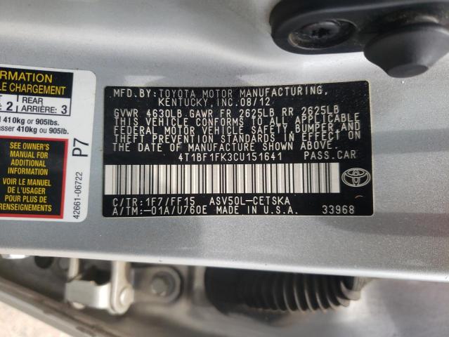 2012 TOYOTA CAMRY BASE - 4T1BF1FK3CU151641