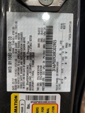 2017 FORD FUSION TIT 3FA6P0D93HR303905