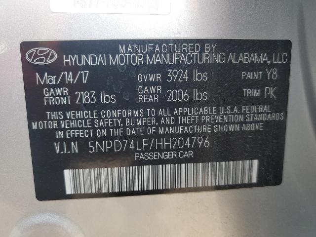 2017 HYUNDAI ELANTRA SE 5NPD74LF7HH204796