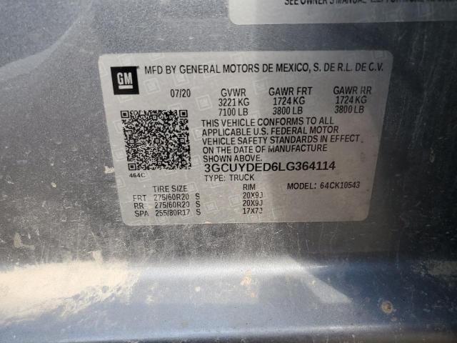 2020 CHEVROLET SILVERADO K1500 LT 3GCUYDED6LG364114