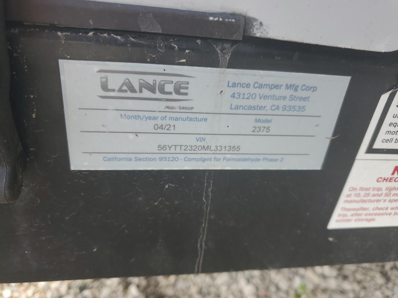 Lot #3256509668 2021 LANCIA CAMPER