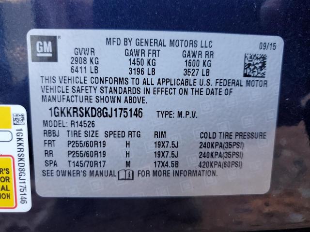 2016 GMC ACADIA SLT 1GKKRSKD8GJ175146