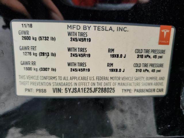 2018 TESLA MODEL S 5YJSA1E25JF288025