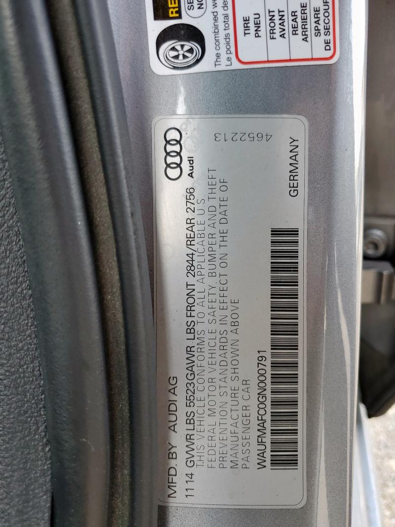 2016 AUDI A6 PREMIUM WAUFMAFC0GN000791