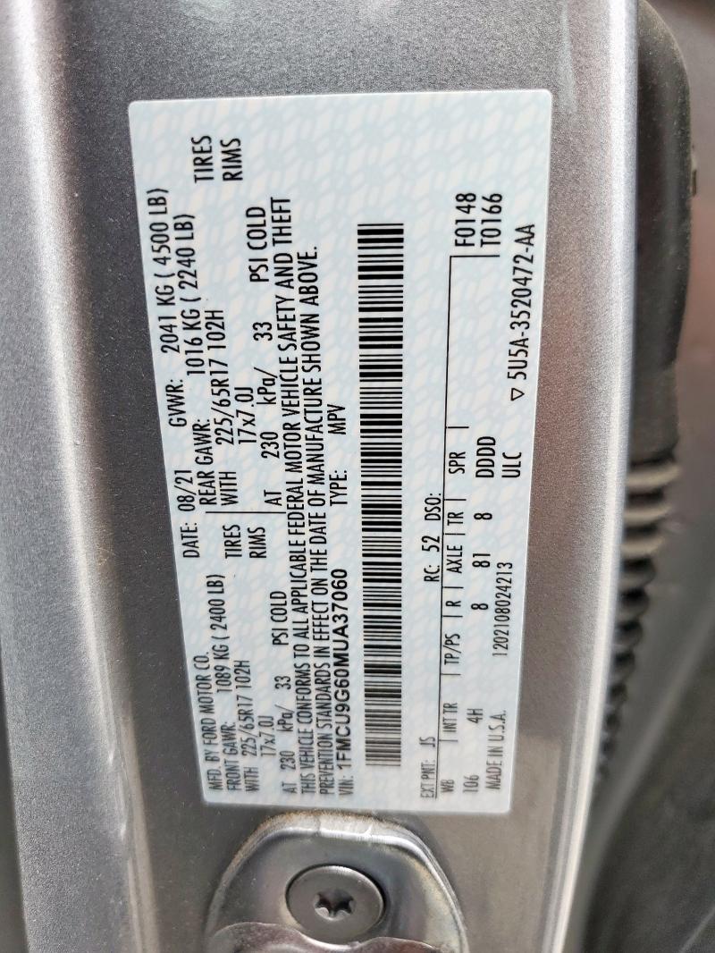 2021 FORD ESCAPE SE - 1FMCU9G60MUA37060