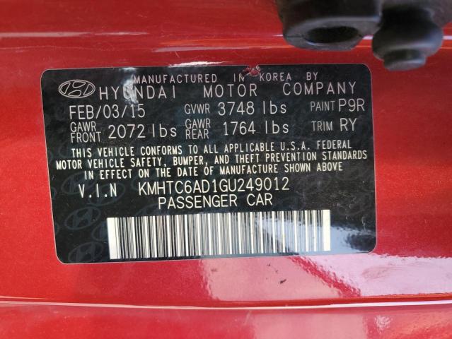 2016 HYUNDAI VELOSTER KMHTC6AD1GU249012