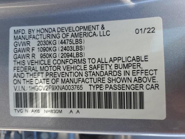 2022 HONDA ACCORD TOU 1HGCV2F9XNA003765
