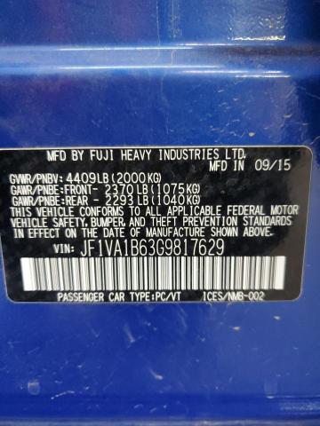 2016 SUBARU WRX JF1VA1B63G9817629