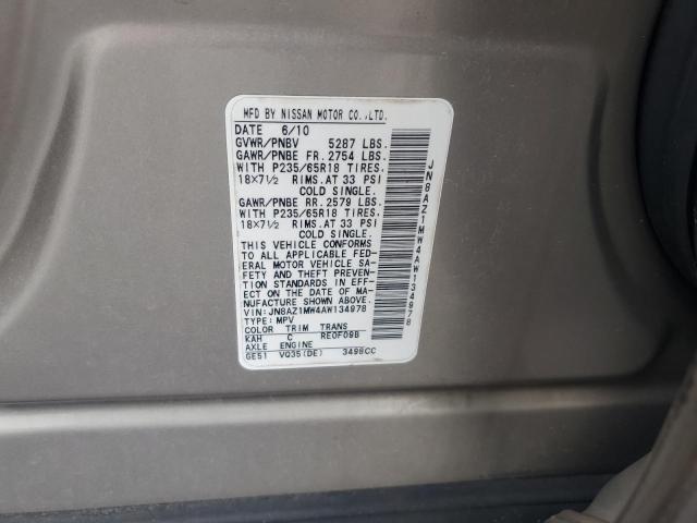 2010 NISSAN MURANO S - JN8AZ1MW4AW134978