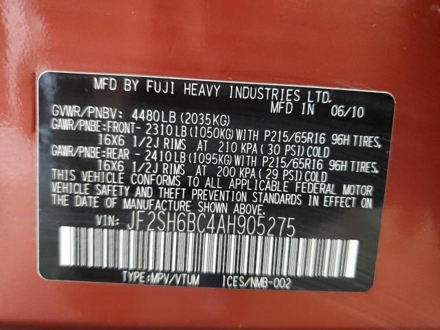 2010 SUBARU FORESTER X - JF2SH6BC4AH905275