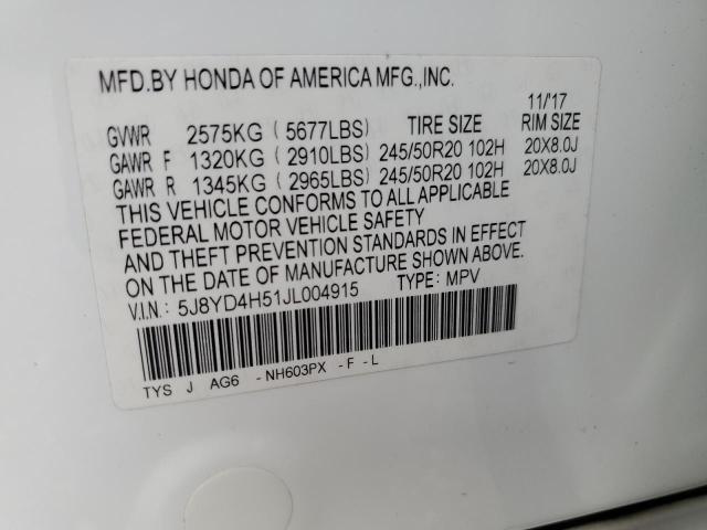 2018 ACURA MDX TECHNO 5J8YD4H51JL004915