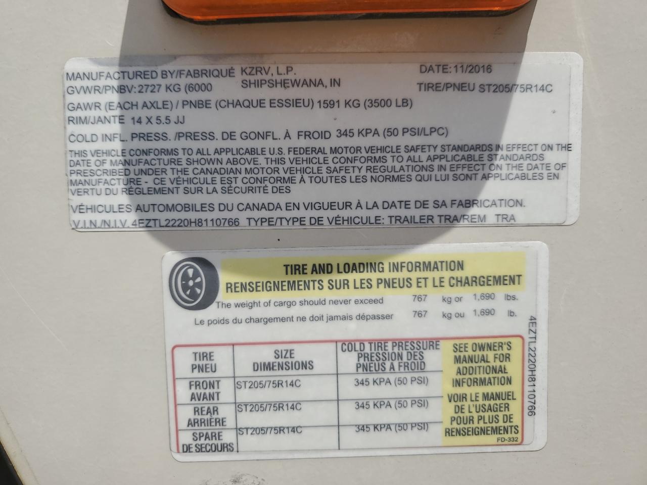 Lot #3287334987 2017 KZ CONNECT