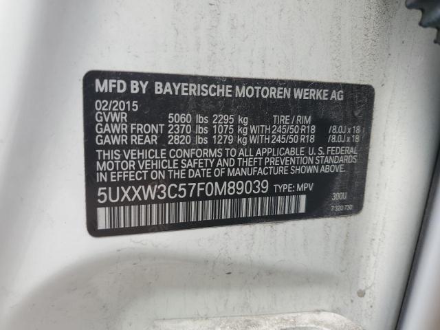 2015 BMW X4 XDRIVE2 5UXXW3C57F0M89039