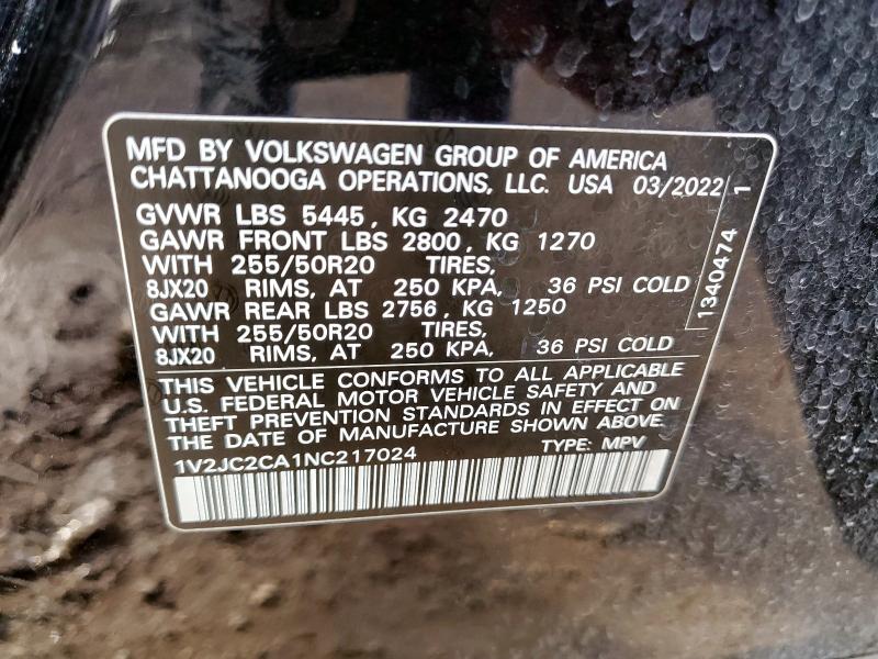 2022 VOLKSWAGEN ATLAS CROSS SPORT SE 1V2JC2CA1NC217024