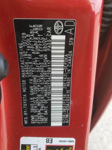 2010 TOYOTA COROLLA BA - 2T1BU4EE0AC288117