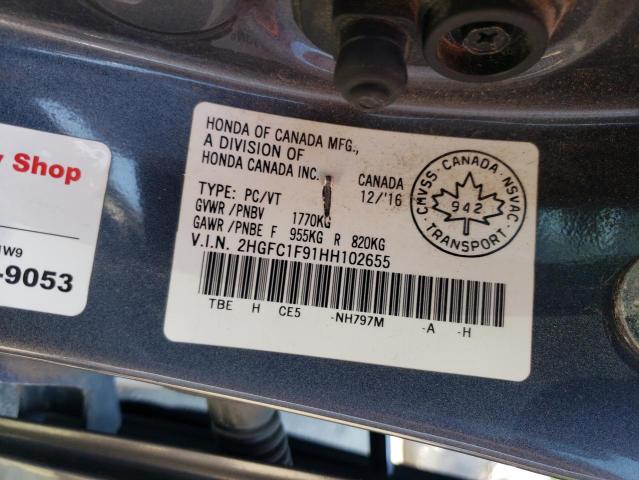 2017 HONDA CIVIC TOUR 2HGFC1F91HH102655