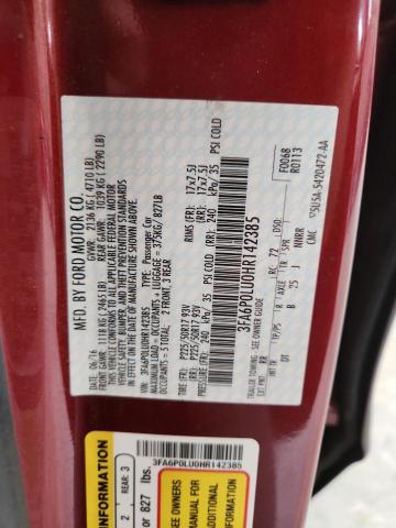 2017 FORD FUSION SE 3FA6P0LU0HR142385
