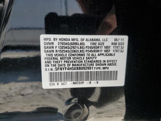 2011 HONDA PILOT EXL - 5FNYF4H5XBB092991
