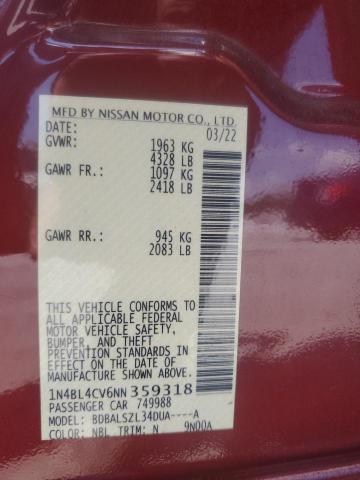 2022 NISSAN ALTIMA SR - 1N4BL4CV6NN359318