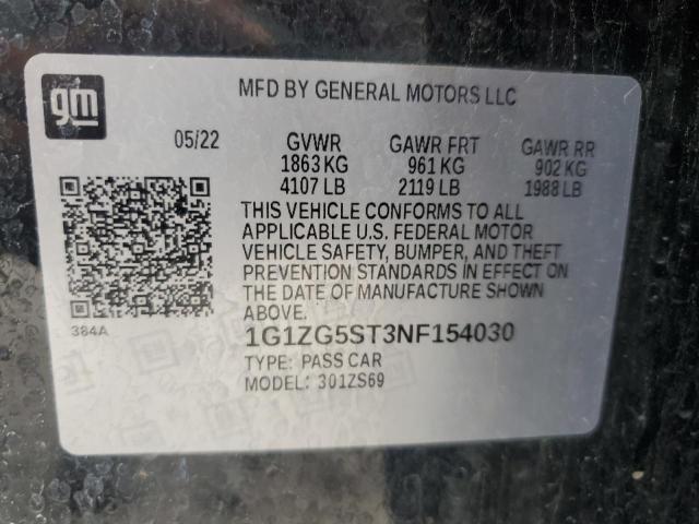 2022 CHEVROLET MALIBU RS 1G1ZG5ST3NF154030