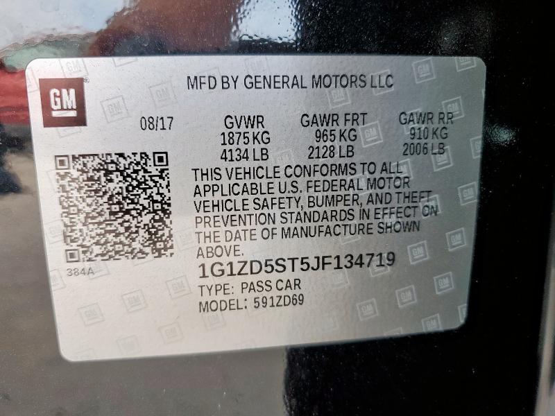 2018 CHEVROLET MALIBU LT - 1G1ZD5ST5JF134719