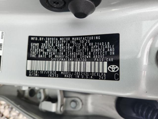 2021 TOYOTA COROLLA LE 5YFEPMAEXMP183700