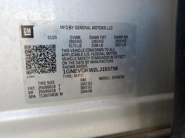 2020 CHEVROLET TRAVERSE L - 1GNEVGKW2LJ193758