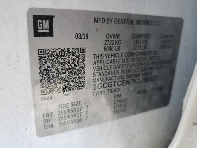 2019 CHEVROLET COLORADO L - 1GCGTCEN7K1266527