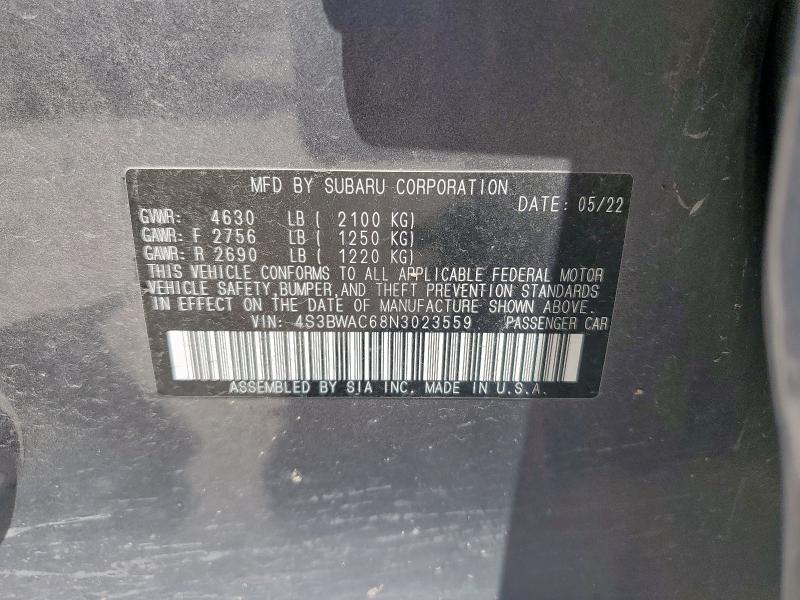 2022 SUBARU LEGACY PRE 4S3BWAC68N3023559