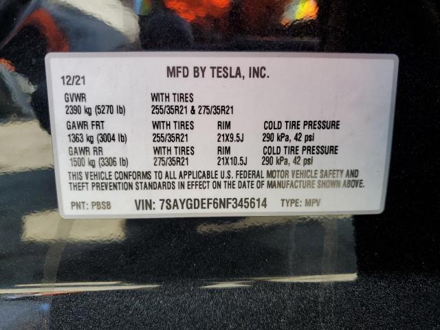2022 TESLA MODEL Y 7SAYGDEF6NF345614