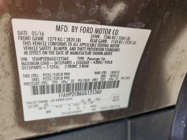 2016 FORD TAURUS SEL 1FAHP2E86GG125360