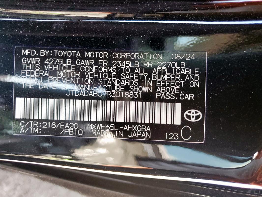 2024 TOYOTA PRIUS LE JTDADABU7R3018831