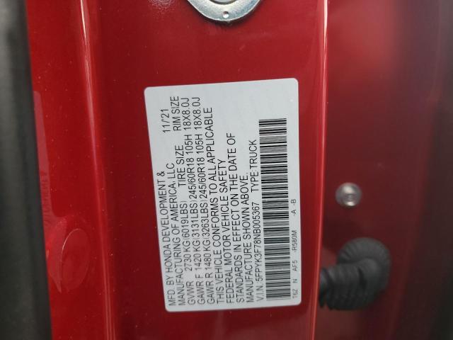 2022 HONDA RIDGELINE 5FPYK3F78NB005367