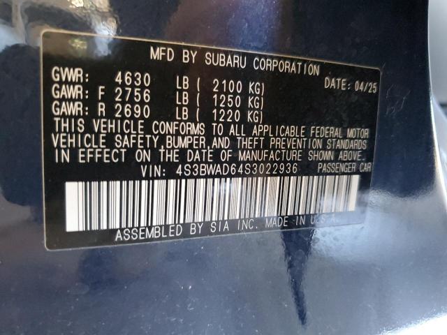 2025 SUBARU LEGACY PRE 4S3BWAD64S3022936