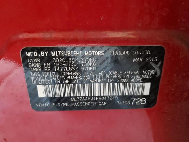2015 MITSUBISHI MIRAGE ES ML32A4HJ1FH047240
