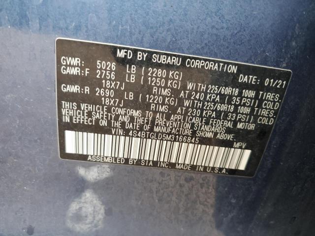 2021 SUBARU OUTBACK ON 4S4BTGLD5M3166845