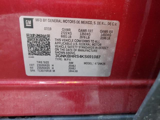2019 CHEVROLET BLAZER 3LT 3GNKBHRS4KS691087