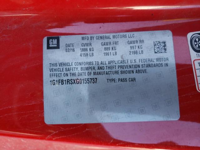 2016 CHEVROLET CAMARO LT 1G1FB1RSXG0155737