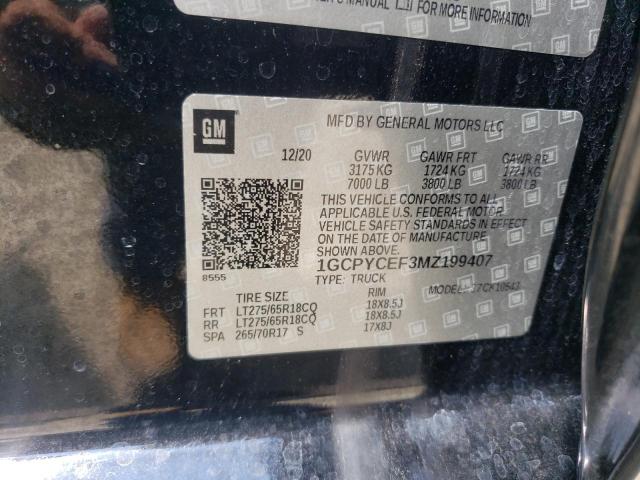 2021 CHEVROLET SILVERADO - 1GCPYCEF3MZ199407