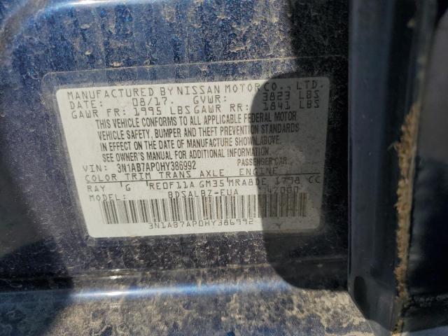 2017 NISSAN SENTRA S 3N1AB7AP0HY386992
