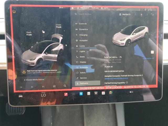 2022 TESLA MODEL 3 5YJ3E1EB1NF138704