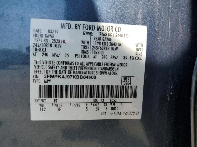 2019 FORD EDGE SEL - 2FMPK4J97KBB84668