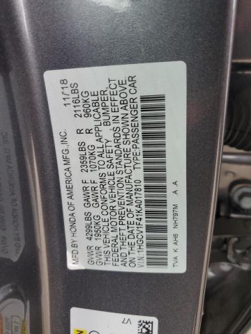 2019 HONDA ACCORD EX - 1HGCV1F41KA017810